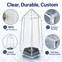 Aquarium moderne en forme de méduse hexagonale en cristal, réservoir à poissons en acrylique haute transparence avec système d'éclairage LED