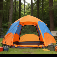Tente de camping hexagonale spacieuse à ouverture rapide en 3 secondes, hexagonale, résistante au vent et à la pluie, équipement de camping familial, tissu Oxford pour 5-6 personnes