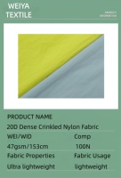 Tissu en nylon froissé 20D Dense Millet, hydrofuge et anti-UV, pour vêtements de sport d'extérieur, doudounes et vestes en duvet