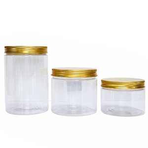 100ML 200ML 300ML 500ML Pet Round Transparent Can 8oz 10oz Cosmetic Container air Tight Food Grade <b>Plastic</b> <b>Jar</b> with Gold Lids - Product Image 2