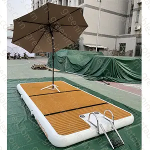 Màu xanh lá cây thả khâu cuộn lên Inflatable du thuyền Dock nổi máy bay phản lực trượt tuyết Dock phao boong Inflatable Dock nền tảng