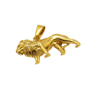 Nouveau style enfants mignon bijoux le roi lion animal lion en acier inoxydable pendentif en or collier - Product Image 2