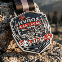 Médailles de course en métal moulé sous pression en alliage de zinc durable avec logo émaillé 3D personnalisé Las Vegas 2026 pour les coureurs
