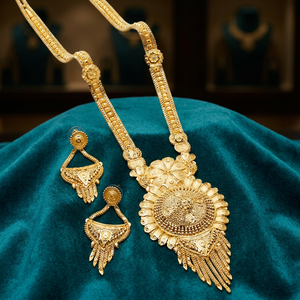 Wholesale Fashion 14K 18K 24K Gold Filled Jewelry, Floral Design Indian Jewelry, Forming Long Jewelry, Brass Gold Plated Jewelry - Product Image 4
