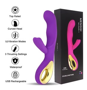 Vibrateur Lapin Intense Interactif Double Stimulateur Orgasmique pour Femme, Stimulateur Point G, Poignée <span class=keywords><strong>Anneau</strong></span> de Doigt Courbé, Jouets Sexuels pour Adultes - Product Image 3