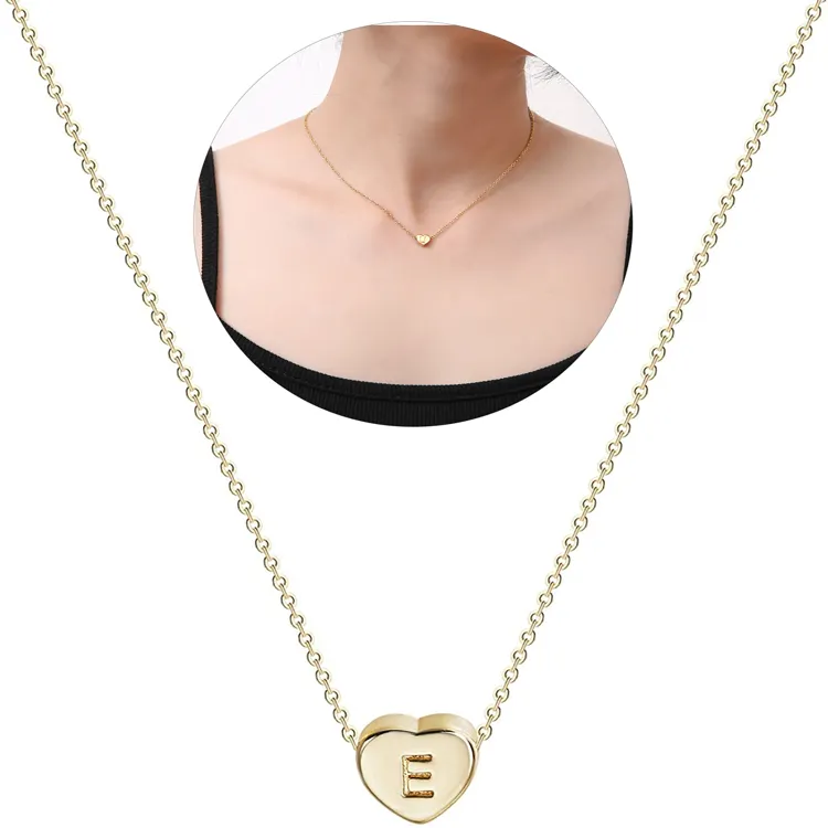 Tiny Initial Collier en Coeur 24 Karat Gold Gefüllte Halskette Choker Personal isierte Brief seitlich Herz Halskette für Frauen Schmuck