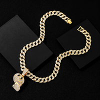 Bijoux tendance glacés à la mode Alliage plaqué or Bling Cristal Émoticône Mignon Pendentif Collier