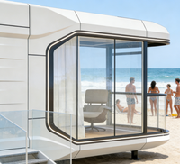Maison Capsule Futuriste de Luxe à Structure en Acier, Alimentée à l'Énergie Solaire, Préfabriquée, avec Fenêtre Panoramique pour l'Extérieur – Vente en Gros Direct Usine