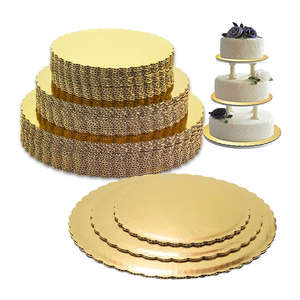 Base y Caja Redonda Moderna para Pastel, Negra, con Lámina Dorada y Relieve, Resistente a la Grasa, Tamaño Personalizable - Product Image 4