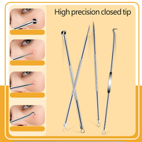Kit d'extraction de points noirs portable en acier inoxydable, aiguille de précision pour l'extraction des points noirs, pinces, traitement de l'acné, soin du nez