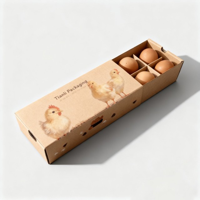 Hot Sale Kraft Corrugated Eggs Paper Box  Soy Ink Eco-Friendly Drawer Box for 10 Pack Eggs Recyclable Custom Logo Eggs Paper Box