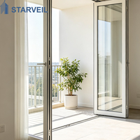 Porte patio coulissante en aluminium à double vitrage pour balcon d'appartement, design pour immeubles de grande hauteur, avec cadre à rupture de pont thermique