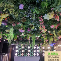 Décoration de plafond de restaurant, plante artificielle, décoration murale suspendue, vigne de rotin verte et fleur, simulation de plante verte, décoration de plafond