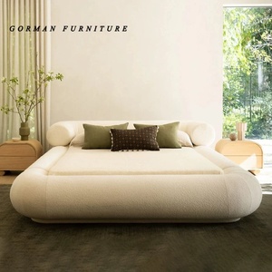 Juego de <span class=keywords><strong>Cama</strong></span> FrenchCreamWind, Diseño Moderno y Simple, Sofá de Exterior, <span class=keywords><strong>Cama</strong></span> de Madera con Respaldo Bajo para Dormitorio Principal, <span class=keywords><strong>Cama</strong></span> de Tela de Piso a Techo para Niñas - Product Image 1
