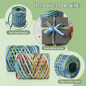 Đầy Màu sắc Halloween Xoắn Raffia Ribbon giấy chuỗi <span class=keywords><strong>twine</strong></span> 100% phân hủy sinh học thân thiện với môi 200m cho gói quà thủ công Vòng Hoa - Product Image 4