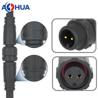 Câble en caoutchouc AHUA approuvé IP68 18AWG SJOW, 2 broches mâle et femelle, prises étanches pour l'alimentation
