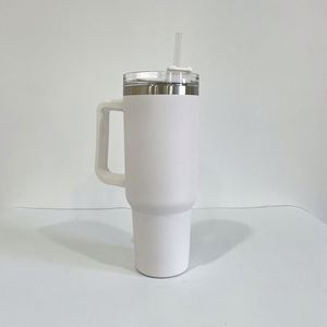 Doubled Walled Stainless Steel White Sublimation and Color <strong>Colated</strong> 40oz Tumbler With Handle - Product Image 6