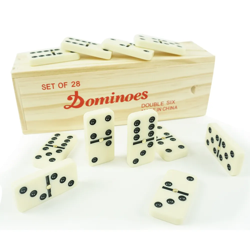 Double 6 Professional Dominoes Game with Brass Spinner Ivory Domino Mold In Wooden Case