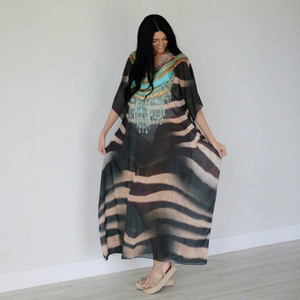 Nuevo Kaftán de Algodón Teñido a Mano 2026, Vestido Maxi Boho de Playa con Mangas para Mujer, Pedido Personalizado, Cubre Traje de Baño - Product Image 1