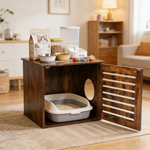 Wholesale Indoor Hidden <strong>Cat</strong> <strong>Litter</strong> Box Enclosure Furniture Side Table <strong>Cats</strong> Cage <strong>Cabinet</strong> - Product Image 1