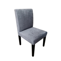 Chaise de salle à manger sans accoudoirs en velours gris rembourrée, avec pieds en bois noir, pour hôtel moderne, appartement, bistrot, restaurant et cuisine