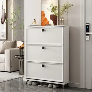 Modern Design Shoe Cabinet Storage Organizer Furniture Entryway Rotating Wooden White Hallway Shoe Rack Cheap Wholesale