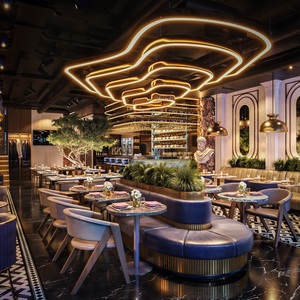 Luxury Modern Cafe Interior Design Wood Restaurant Booth Seating <strong>Sofa</strong> Coffee Shop Chair Table Set for Bar or <strong>Cafeteria</strong> - Product Image 4