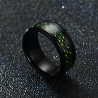 Bagues pour hommes en acier inoxydable 8 mm, anti-décoloration, motif dragon rouge, vert, bleu, fibre de carbone, titane, argent.