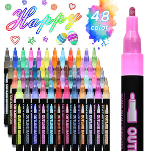 Marcatore a <span class=keywords><strong>doppia</strong></span> <span class=keywords><strong>linea</strong></span> a 48 colori-pennarello di contorno permanente Non tossico per studenti a base d'acqua inchiostro PP Marker di plastica - Product Image 1