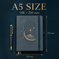 Carnet A5 personnalisable Aurora Atlas en PU rigide avec pages à grille pointillée et gaufrage à chaud pour notes, planification et écriture créative