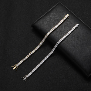 Pulsera de tenis de circonio cuadrado de una sola fila estilo hip-hop, Cadena de tenis de cobre con circonio estilo hip-hop, Collar de moda Tanjing Lijing - Product Image 1