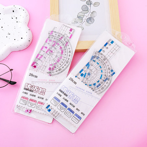 ชุดไม้บรรทัดพลาสติกใสแบบปรับแต่งได้ 4 ชิ้น ขนาด 8.8x24 ซม. ราคาโรงงาน MOQ ต่ำ อุปกรณ์เรขาคณิตคณิตศาสตร์ เครื่องเขียนเว็บโซเชียล - Product Image 4