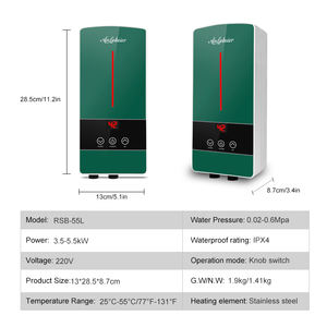 Kitchen Sink 3500-5500W Touch <b>Control</b> Smart Instant Electric <b>Shower</b> Water Heater IPX4 Waterproof Stainless Steel Heating - Product Image 4