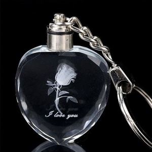 Wholesale Rose Flower Logo Keychains Laser Engraving Led <b>Light</b> Keychain Creative Crystal Key Holder Gift Custom - Product Image 6