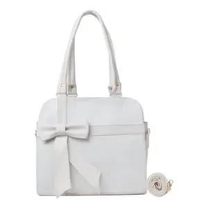 Bolso de Mano de Cuero Blanco para Mujer Fana Coraima, Logotipo de Estrella Geométrica, Estilo Casual, Cierre de Solapa Rectangular, Dos Asas - Product Image 3