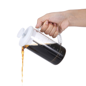 Stampa francese caffè pentola 350ml pistone, su ordinazione di plastica bianca di campeggio di viaggio di vetro classico per tè e caffè stampa francese - Product Image 6