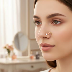 White Gold 14K/9K Round CZ Stone 2mm <b>Nose</b> <b>Piercing</b> Jewelry Elegant and Durable Fine <b>Piercing</b> Accessory - Product Image 3