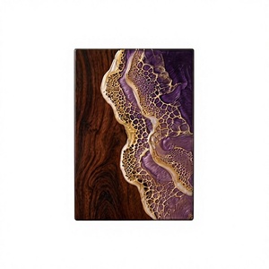 Marco de Fotos Conmemorativo de Madera, Urna de Resina, Caja de Recuerdos, Decoración Funeraria con Ondas Doradas y Púrpuras - Product Image 1