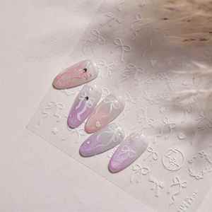 Autocollants pour ongles en ruban 5D rose, blanc et <span class=keywords><strong>noir</strong></span>, nœud papillon brillant, strass, autocollants pour ongles en forme de cœur scintillants, guirlande - Product Image 2