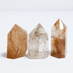 หินคริสตัลบำบัดหินกึ่งมีค่ารูไทล์จุด<span class=keywords><strong>หอ</strong></span>คอยไม้กายสิทธิ์สำหรับตกแต่งบ้าน - Product Image 1