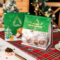 Bolsas de Papel con Ventana y Cierre de Lengüeta, Resistentes a la Grasa, Aptas para Alimentos, para Pan Tostado, Chocolate, Nueces, a Prueba de Humedad, con Logotipo Personalizado Impreso para Navidad