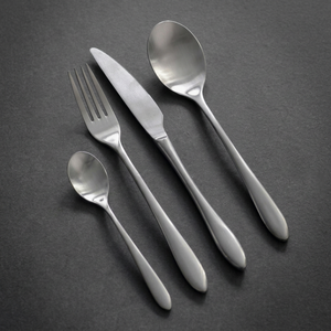 Ensemble de couverts en acier inoxydable 18/10 finition satinée - Ensemble de couverts modernes résistant aux rayures pour les entreprises de restauration et de location - Product Image 1