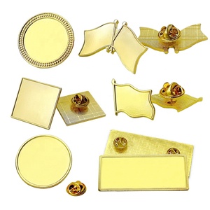 Pin de Solapa y Broche Metálico Dorado Económico, en Blanco, Varias Formas: Redondo, Cuadrado, Bandera, Rectángulo, <span class=keywords><strong>con</strong></span> Cierre de Mariposa e Imán - Product Image 2