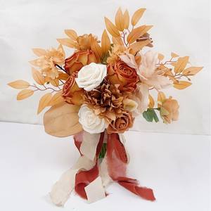 <span class=keywords><strong>Bouquet</strong></span> <span class=keywords><strong>de</strong></span> <span class=keywords><strong>mariée</strong></span> artificiel en soie, roses champagne orange, toucher réaliste, pour mariage, <span class=keywords><strong>mariée</strong></span>, demoiselle d'honneur - Product Image 6