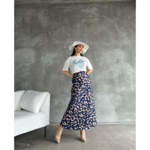 กระโปรงผ้าซาตินลายแม็กซี่ เอวสูง ผ้าไหมแท้ 100% สำหรับผู้หญิง พิมพ์ลายดิจิตอลเงางาม - Product Image 3