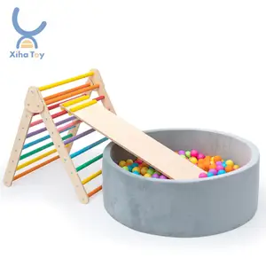 XIHA Montessori Toddler Splash Play Set Gym Wooden Climbing Frame Pickler Triangle Set Climbing Toys Triangulo Piklers Supplier