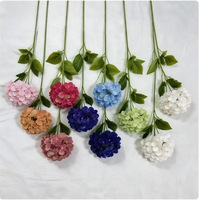 Hortensia artificiel en tissu de soie 3D à 2 têtes, style rustique, pour décoration de table et aménagement d'hôtel, design floral haut de gamme, aspect séché