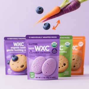 Free SampleTeether Soothing Organic Dentiting Wafers & First Food Pouches para bebés 12 Count (Pack <span class=keywords><strong>de</strong></span> <span class=keywords><strong>3</strong></span>) en bolsa - Product Image 1