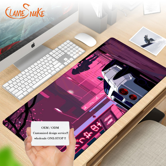 Custom Racing Theme Neon Style Mouse Pad 3mm Thick Cyberpunk Desk Accessory for Gamers in Stock!