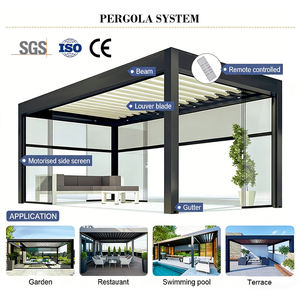 Pérgola Motorizada para Exteriores en Aluminio, Gazebo Bioclimático <span class=keywords><strong>con</strong></span> Techo <span class=keywords><strong>de</strong></span> Láminas, Puertas Corredizas <span class=keywords><strong>de</strong></span> Vidrio, Gazebo para Patio, Pérgola para Exterior - Product Image 4